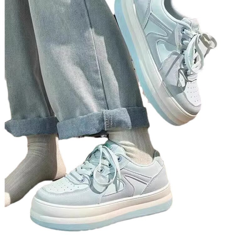 Ddmysports Korean Style Thick Soled Height Increasing Casual Chunky Sneakers For Women Spring Versatile Niche White Sports Board Shoes Outdoor Shoes