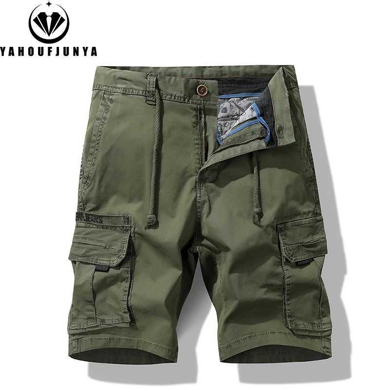 2024 New Men Summer Cargo Straight Solid Color Cotton Shorts Men Outdoor Leisure Joggers Fashion High-Quality Design Short Male W250614