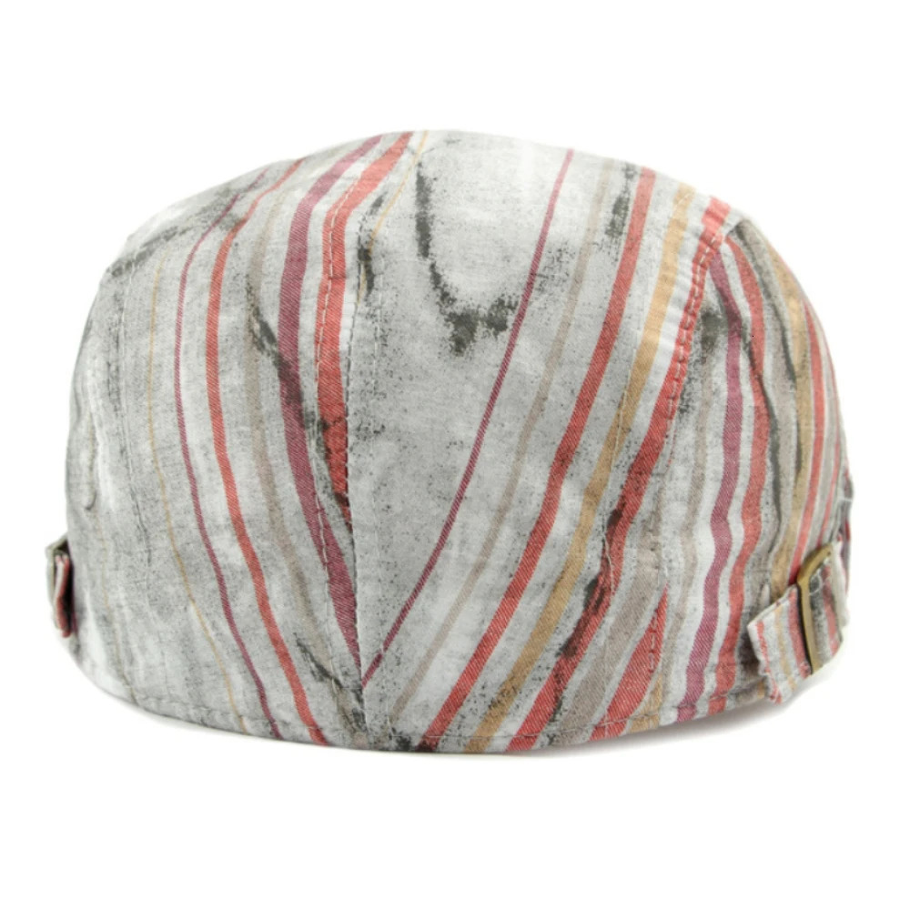 HT79 Men Women Berets Artist Painter Beret Hat Striped Spring Summer Sun Hat Male Female Ivy Flat Cap Adjustable Beret Cap 250604