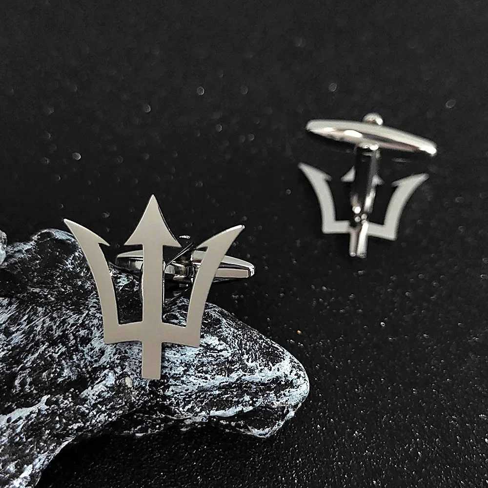 Poseidon Cufflinks for Men Ancient Greek God Trident Twins Shirt Button Wedding Party Gift Stainless Steel Collection Jewelry XJ250614