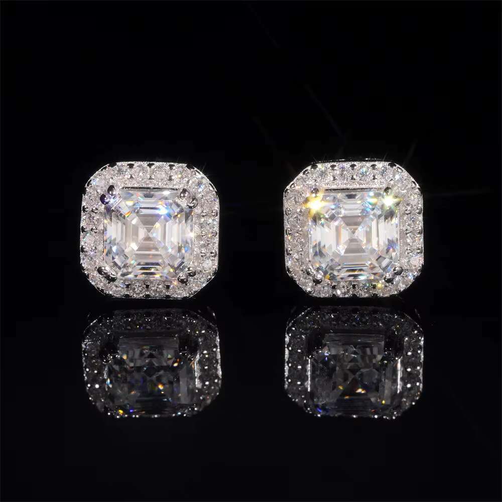 In stock Jewelry Screw Back Cluster Moissanite Earrings GRA Certificated Women 925 Silver Moissanite Flower Stud Earrings