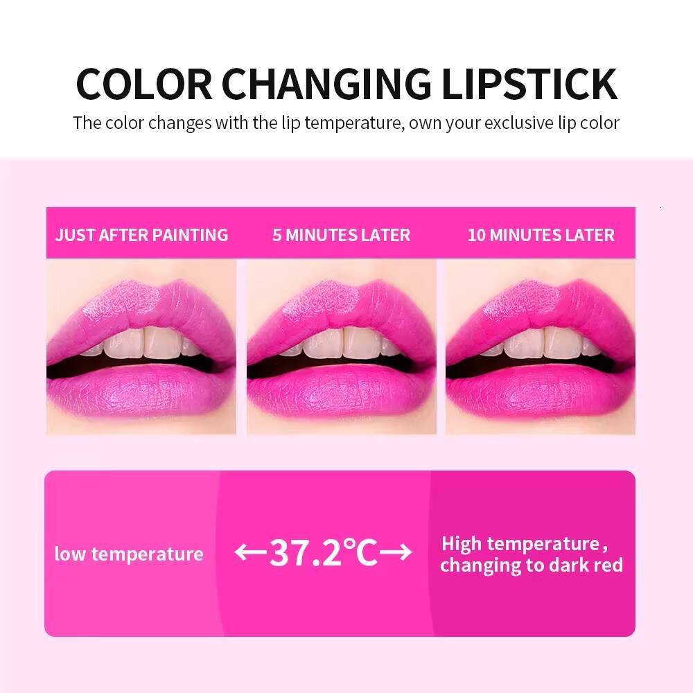 lakerain 6 Colors Magic Lipstick Temperature Color Changing Stain Gloss Moisturizing And Long Lasting Waterproof Lip Balm happy