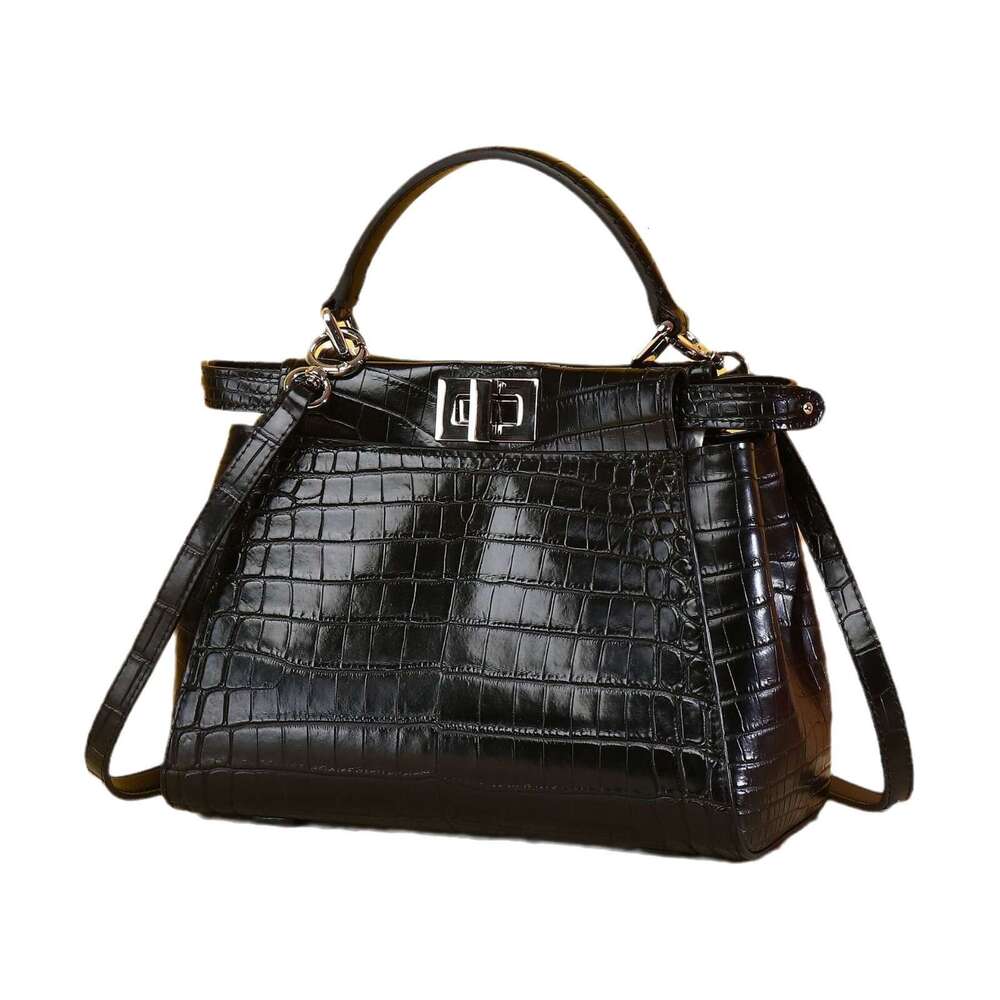 New 2024 Crocodile Pattern Simple Luxury Versatile High-end Women's Handbag Kitten Bag Live Broadcast