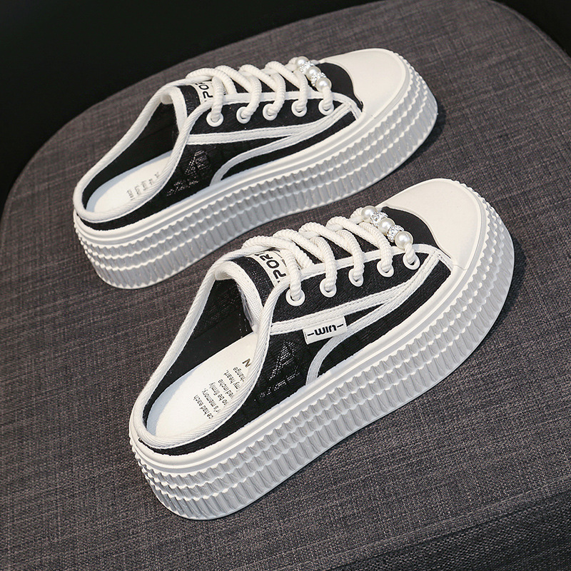 Ddmyoutdoor Thick Sole Closed Toe Half For Women Outdoor Wear Summer New Slip On Lazy Breathable Mesh Fisherman Slippers Outdoor Shoes