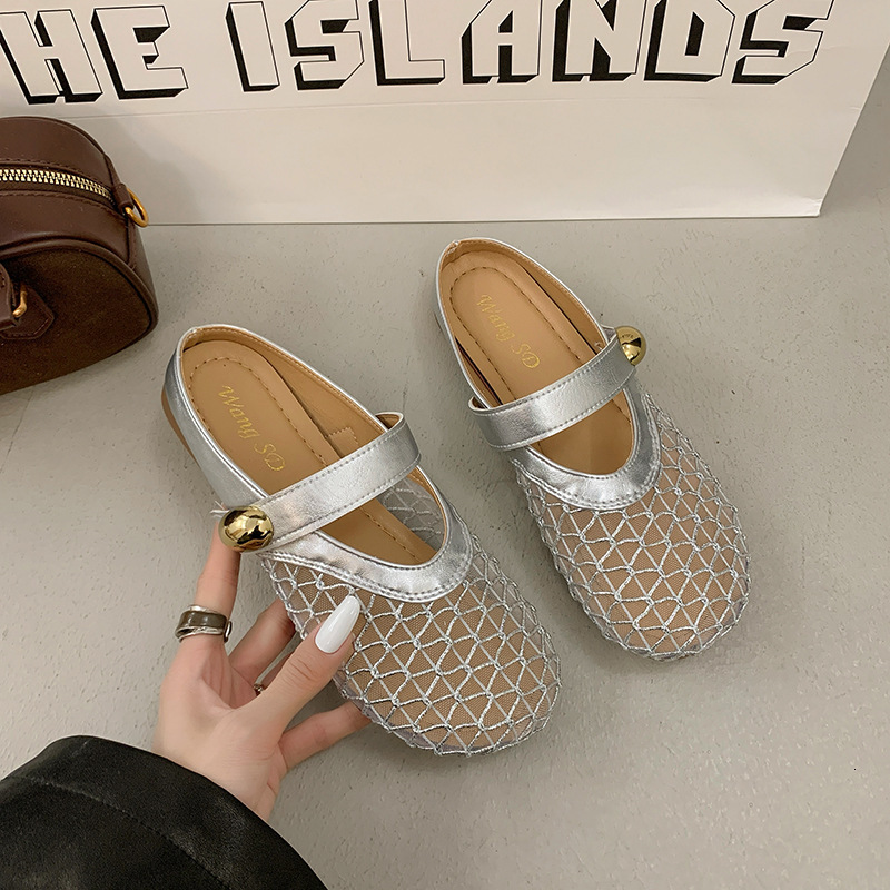 Ddmyoutdoor Ddmyoutdoor Flat French Style Closed Toe Half Slippers For Women Summer New Mesh Breathable Comfortable Soft Sole Sandals Outdoor Shoes Ou