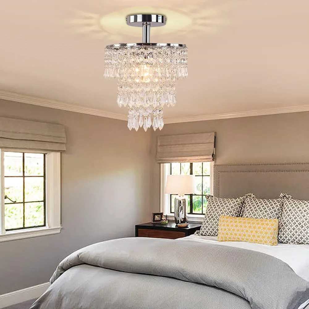 Small crystal pendant light mini crystal 3-layer crystal raindrop lamp embedded ceiling light bedroom hallway living room XJ2500613
