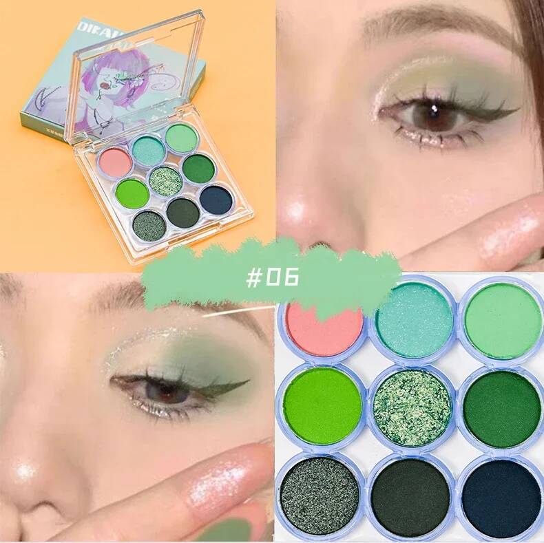 9 Colors Makeup Party Eyeshadow Pallete Shiny Purple Eye Shadow Palette Brown Shimmer Glitter Matte Shades Neon Pigments