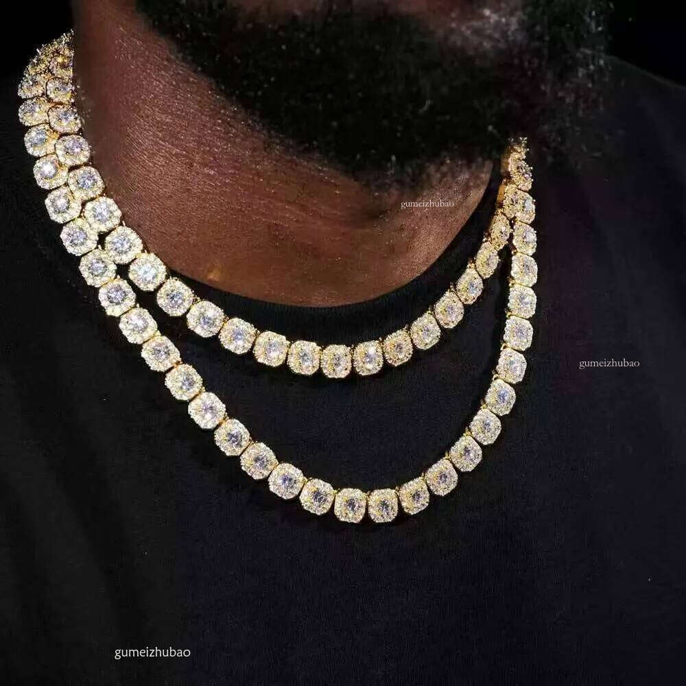 Custom Moissanite Cuban 10MM 12MM Large Tennis Chain Solid Back Hip-Hop Trend Necklace Bracelet