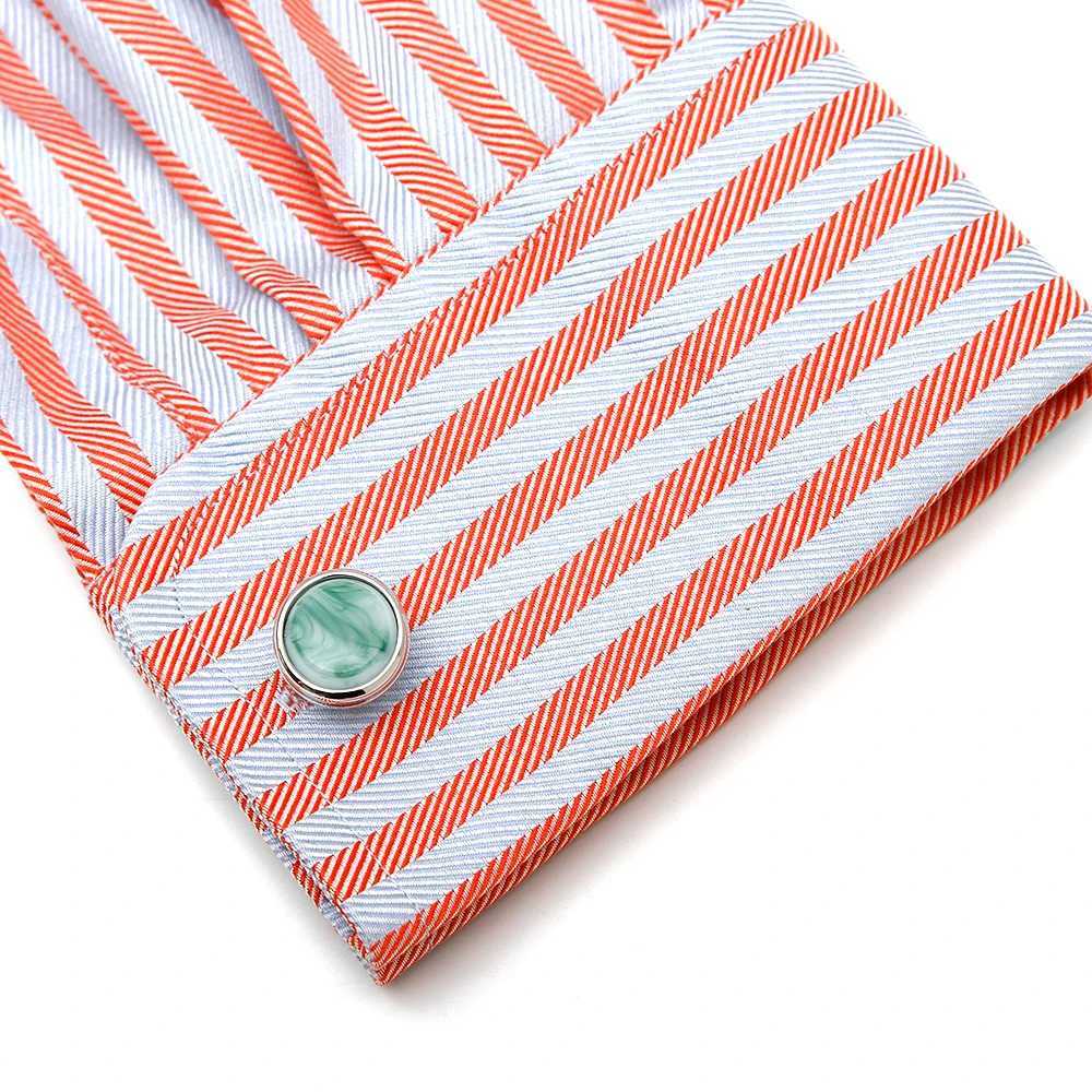 Mens Cufflinks TOMYE XK22076 Luxury Imitation Jade Round Silver Color Formal Business Shirt Cuff Links Wedding Gifts Buttons XJ250614