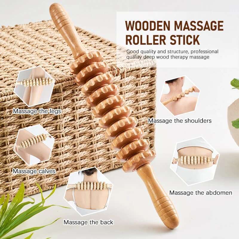 Wood Therapy Roller Lymphatic Drainage Massager Guasha Tool For Full Body Pain Relief Anti Cellulite Fascial Massage