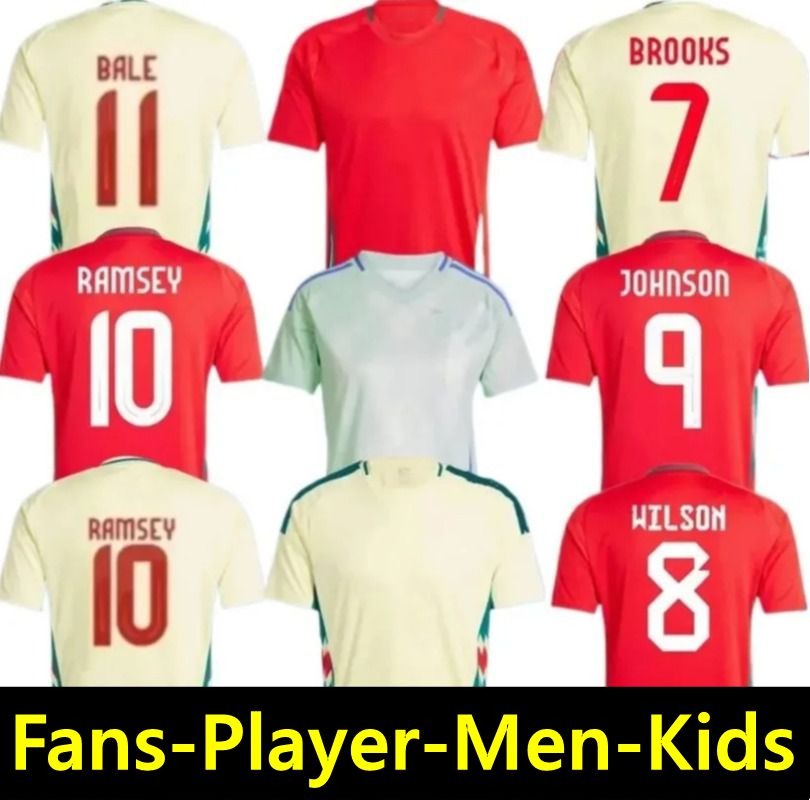 2024 Wales Soccer Jerseys JAMES BALE 25 26 Welsh Football Shirts JOHNSON N.WILLIAMS RODON T.ROBERTS CABANGO LEVITT MOORE THOMAS Men Kids Kit Jersey