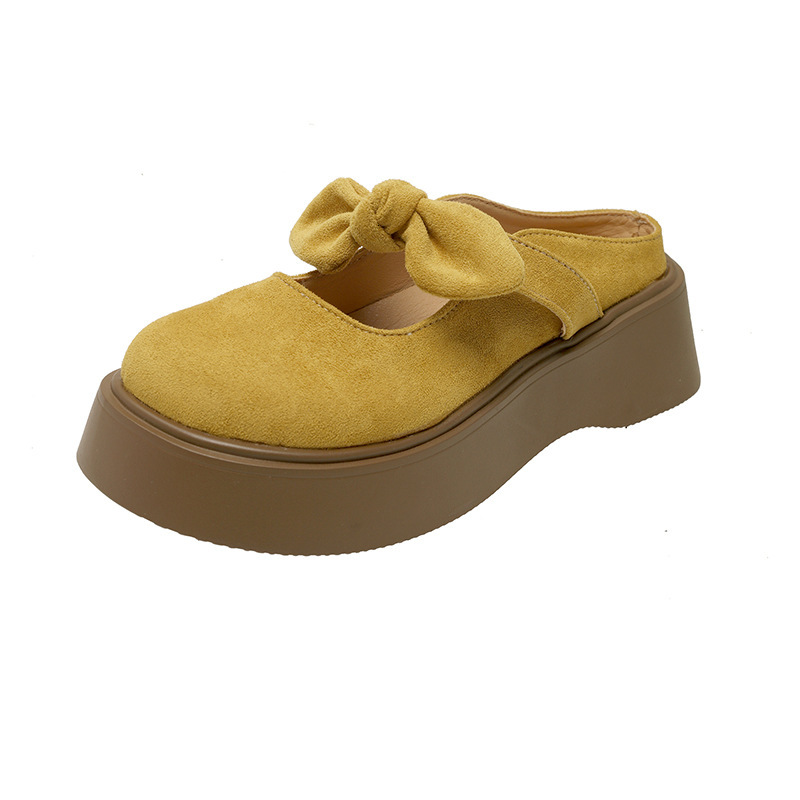 Ddmyoutdoor Women S Slip On Mules For Outdoor Wear Lazy Shoes Summer New French Style Gentle Bowknot Half Single Outdoor Shoes
