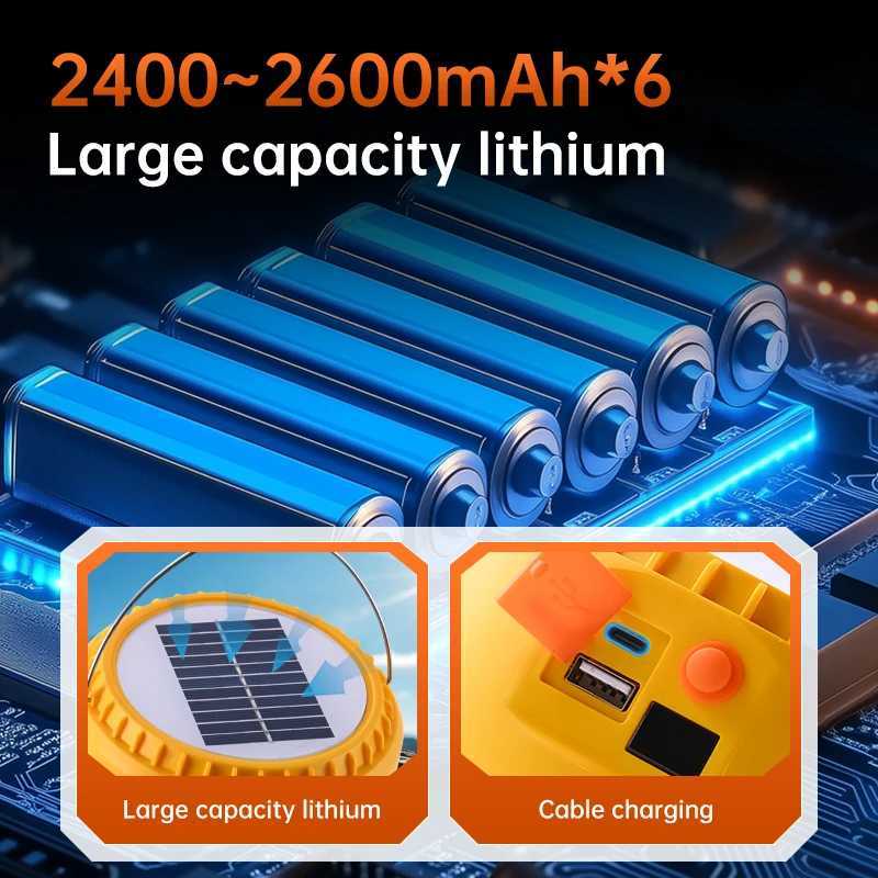 Outdoors Solar Powered Emergency Tent Lamp Ultra long endurance LED Portable Lantern Power Bank Night Emergency Light BBQ Camp W250613