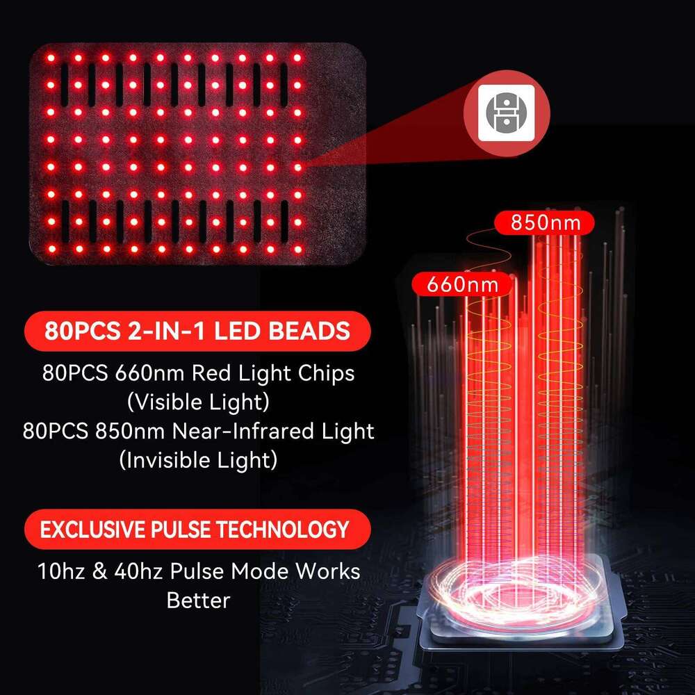 80Pcs LED Light Therapy Pad Detachable 3000Mah Battery Portable Pain Relief For Arthritis Back Neck Shoulder Muscle