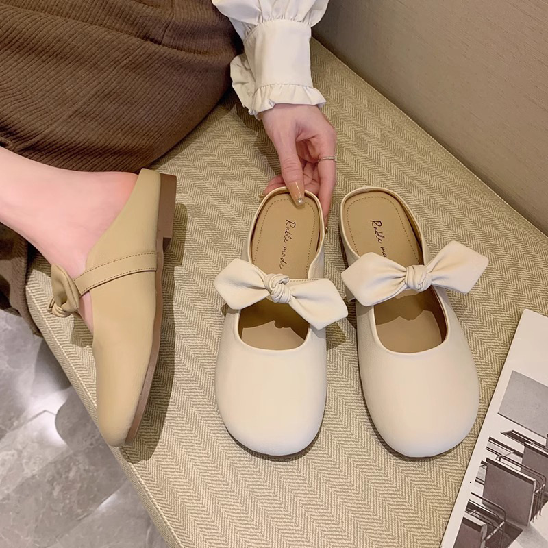 Ddmyoutdoor Ddmyoutdoor Women S Slip On Mules For Outdoor Wear Lazy Shoes Spring New French Style Gentle Bowknot Half Single Outdoor Shoes