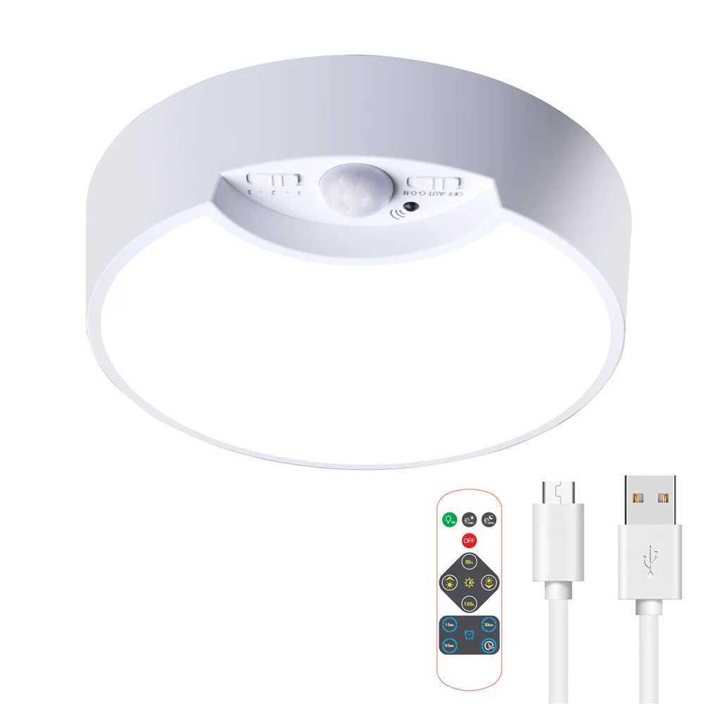Wireless LED Ceiling Light with Motion Sensor USB or Battery Powered Pendant Night Lamp for Bedroom Kitchen Bathroom 19cmXJ2500613