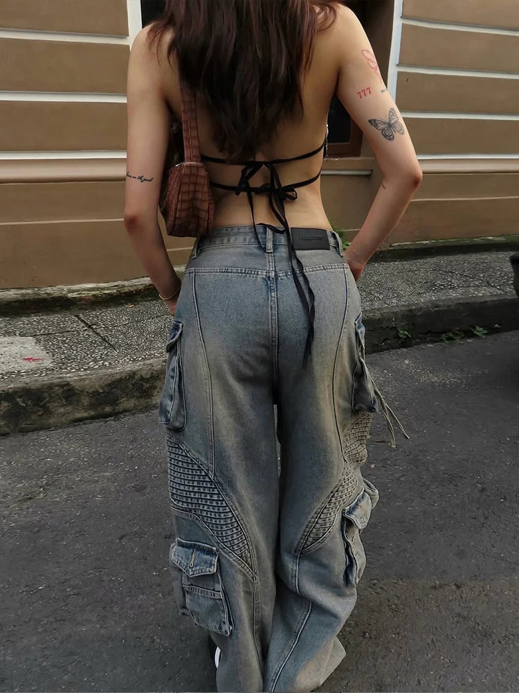 Weird Puss Leopard Sequins Women Vest Y2K Backless Halter VNeck LaceUp Sleeveless Street Skinny Wild Summer Trend Tank Tops 250614