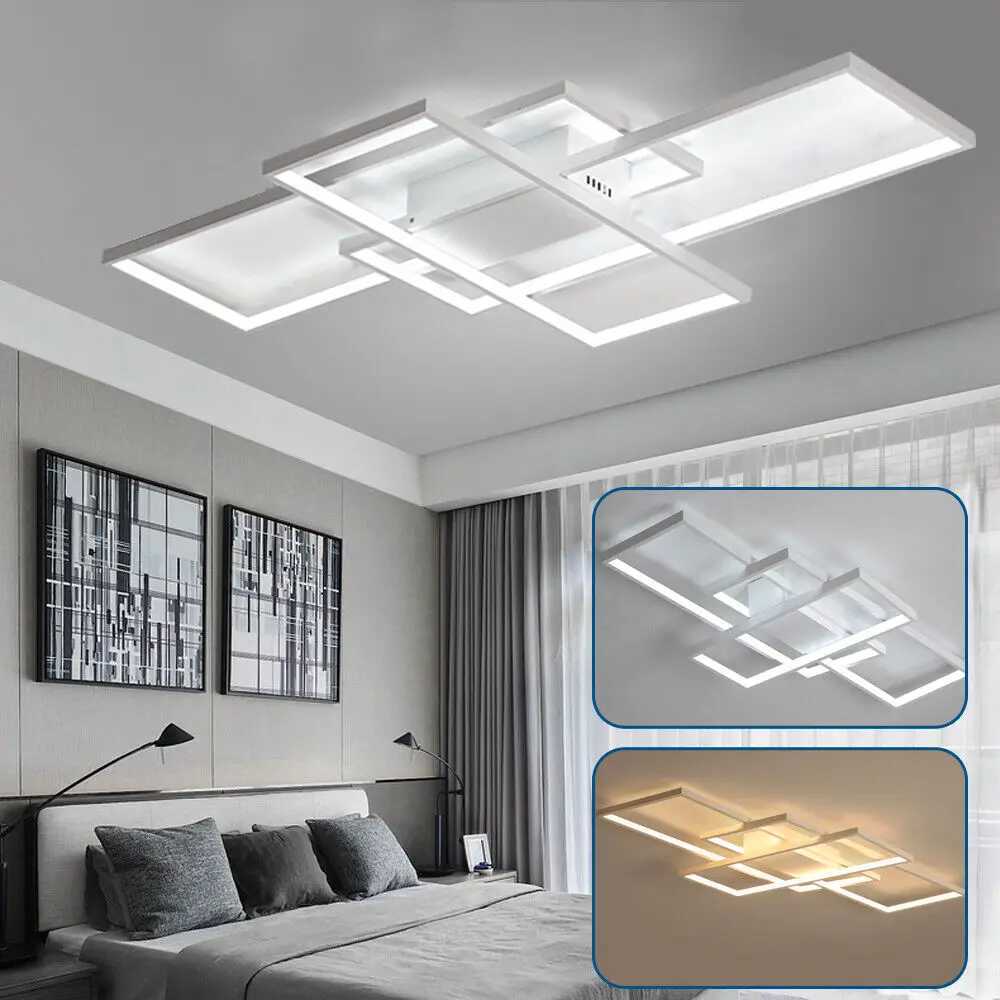 LOYALHEARTD Modern LED Square Ceiling Light Dimmable Flush Mount Living Room Chandelier Lamp W/ Remote XJ2500613
