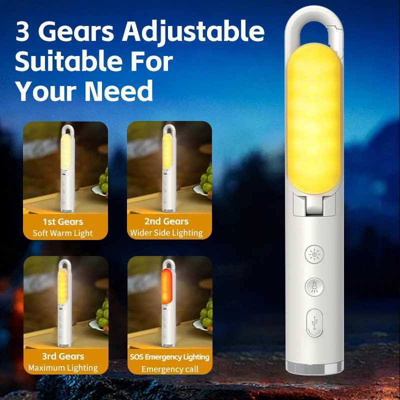 Portable Outdoor Camping Flashlight with 90 Foldable Side-Lighting Tent Hanging Lamp for Easy Illumination New Camping Gear W250613
