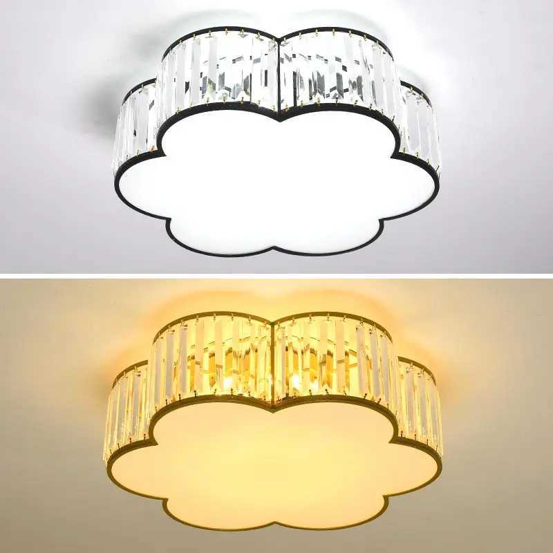 Modern Crystal LED Ceiling Light Gold/Black Metal Frame with Crystal Shade for Bedroom Living Room Nordic Home Decor Lighting XJ2500613