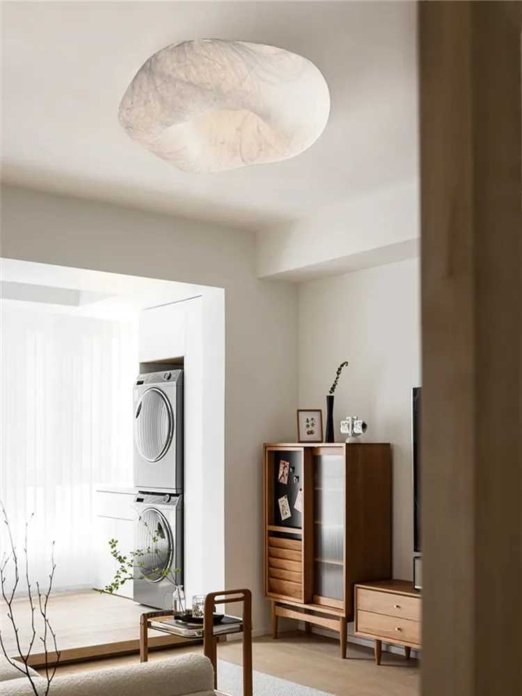 Wabi Sabi Cloud Handmade Imitation Silk Ceiling Light Living Room Entrance Hallway Light Japanese Design Bedroom and Study Light XJ2500613