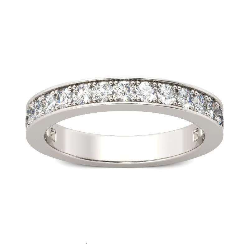 Fashion Moissanite Ring Simple Style Half Set Diamond 925 Silver Moissanite Engagement Rings for Women