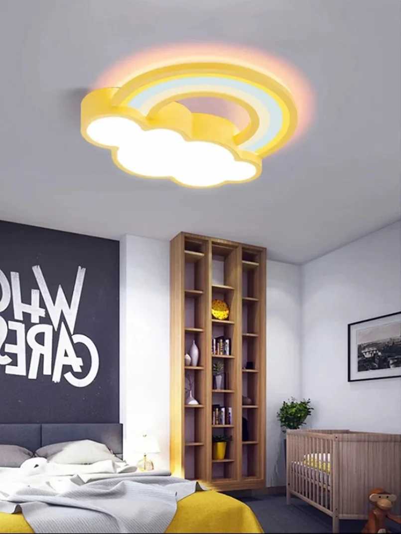 Rainbow LED Ceiling Mounted Light for Bedroom Children Kids Girls Pink Decoration Lamp Home Indoor Lighting Cloud Living Room XJ2500613