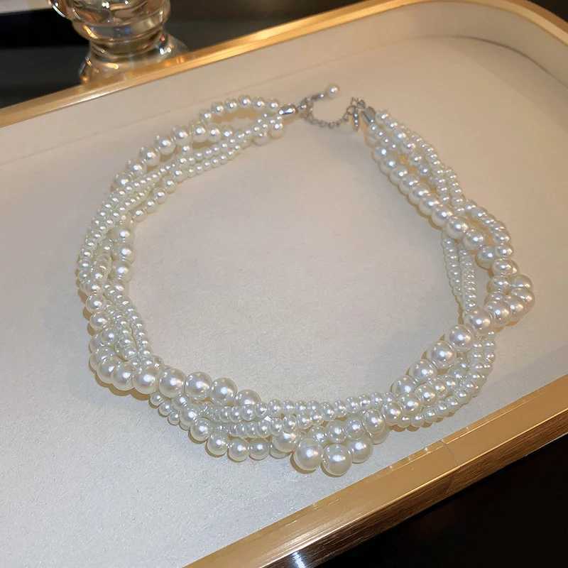 FYUAN Korean Style Twining Pearl Choker Necklaces for Women Geometric Necklaces Weddings Bride Jewelry Accessories Z250614