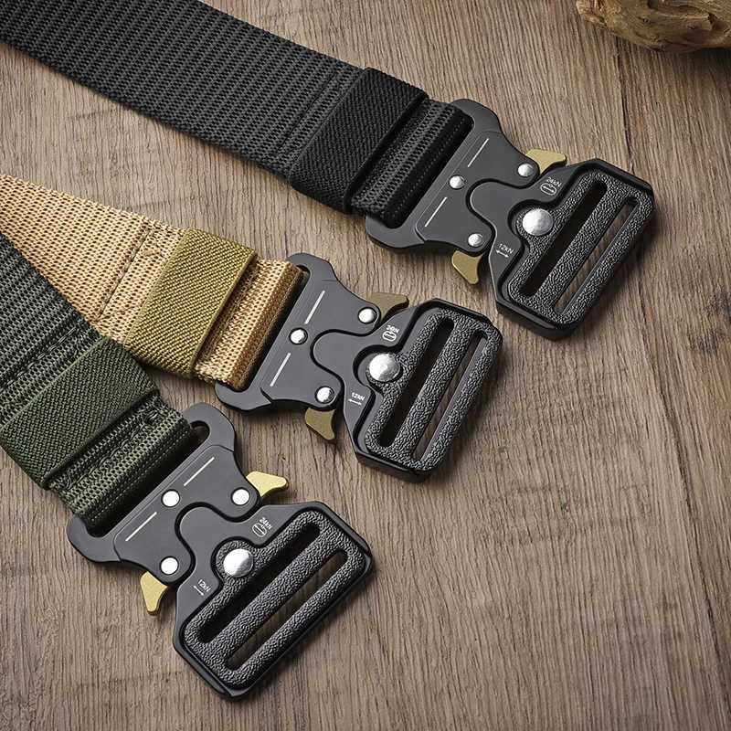 Mens Belt Outdoor Hunting Tactical Mens Belt Multifunctional Combat Survival High Quality Canvas Nylon Mens Belt Sports Belt X250614