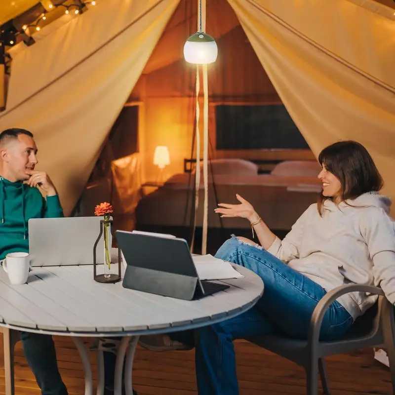 Built-in Battery Type-C interface Rechargeable LED Camping Lights Outdoor Camping BBQ Tents Hanging Lantern Emergency Power Bank W250613