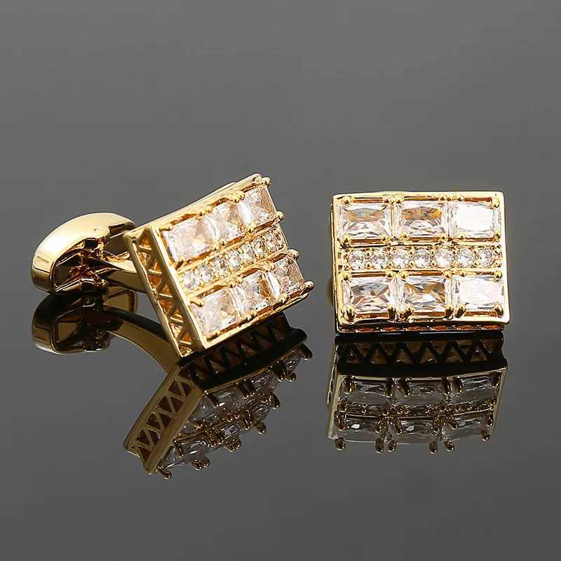 Cufflinks For Men Luxury High Quality French Cufflink Green White Crystal Buttons For Business Mens Shirt Decoration Cuff Gift XJ250614