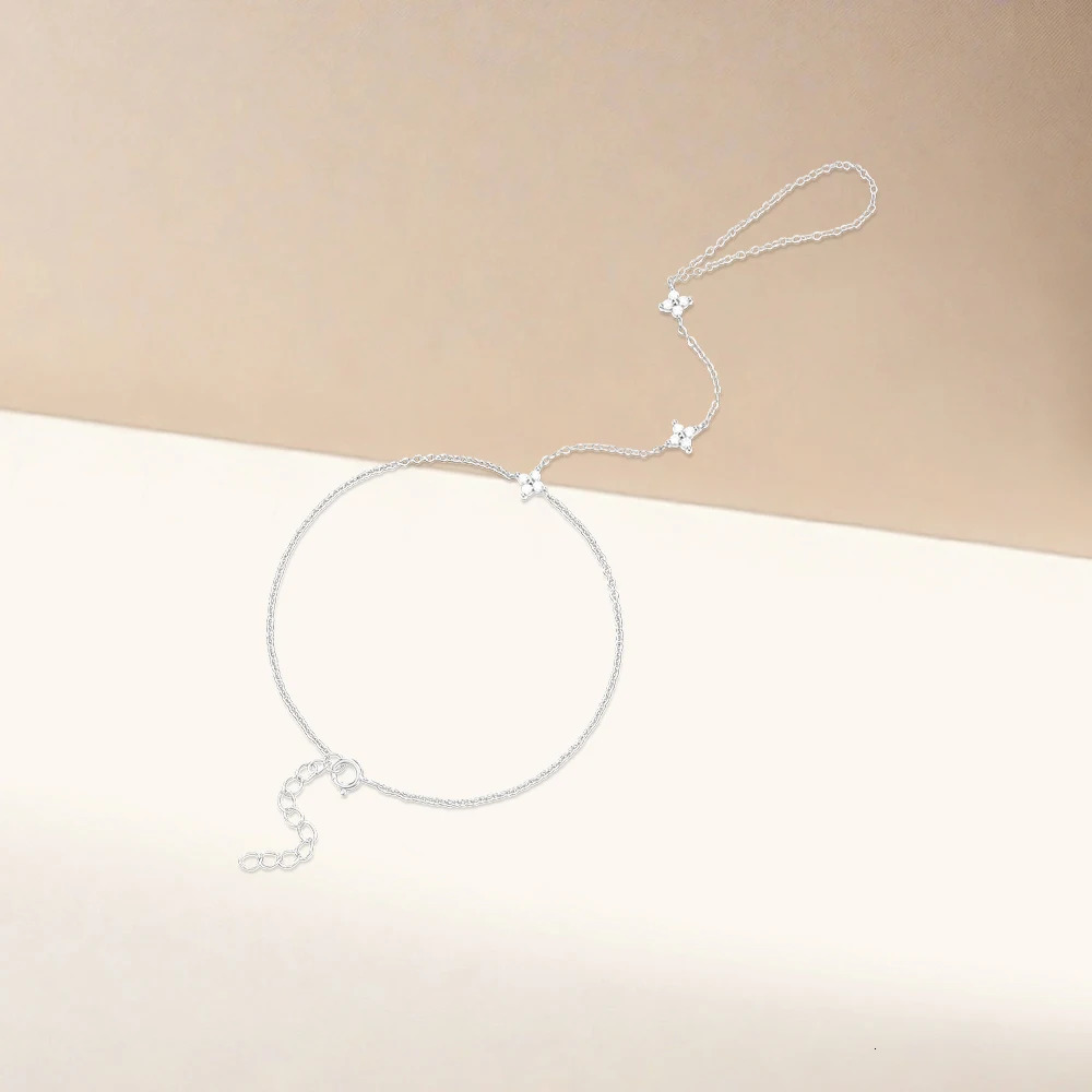 Aide 925 Sterling Silver Fine Jewelry Geometric Lucky Flower CZ Sparking Zircon Bracelets For Women Hand Chain Bracelets Jewelry 250610