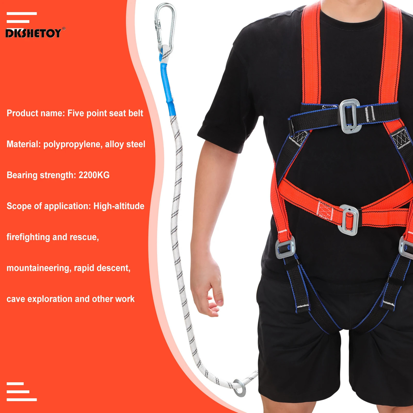 Professional Safety Harnesses Fall Protection Durable Polypropylene Fibre Material for Hiking Camping Adventure Tool y250611
