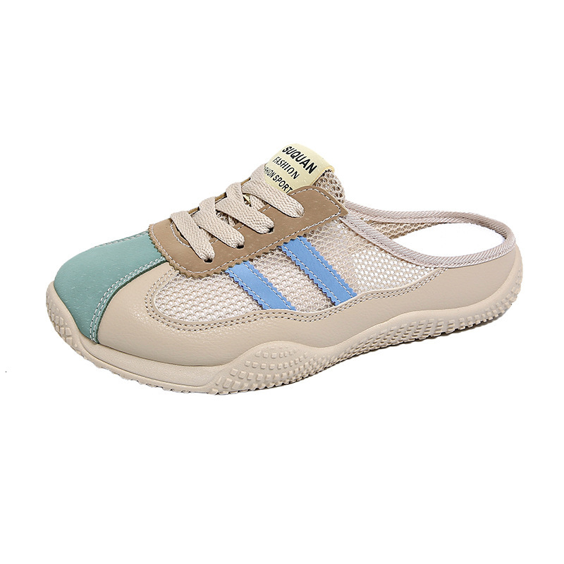 Ddmysports White Sneakers For Women Summer New Ins Thick Sole Casual Shoes Mesh Breathable Half Slippers Trendy K Outdoor Shoes