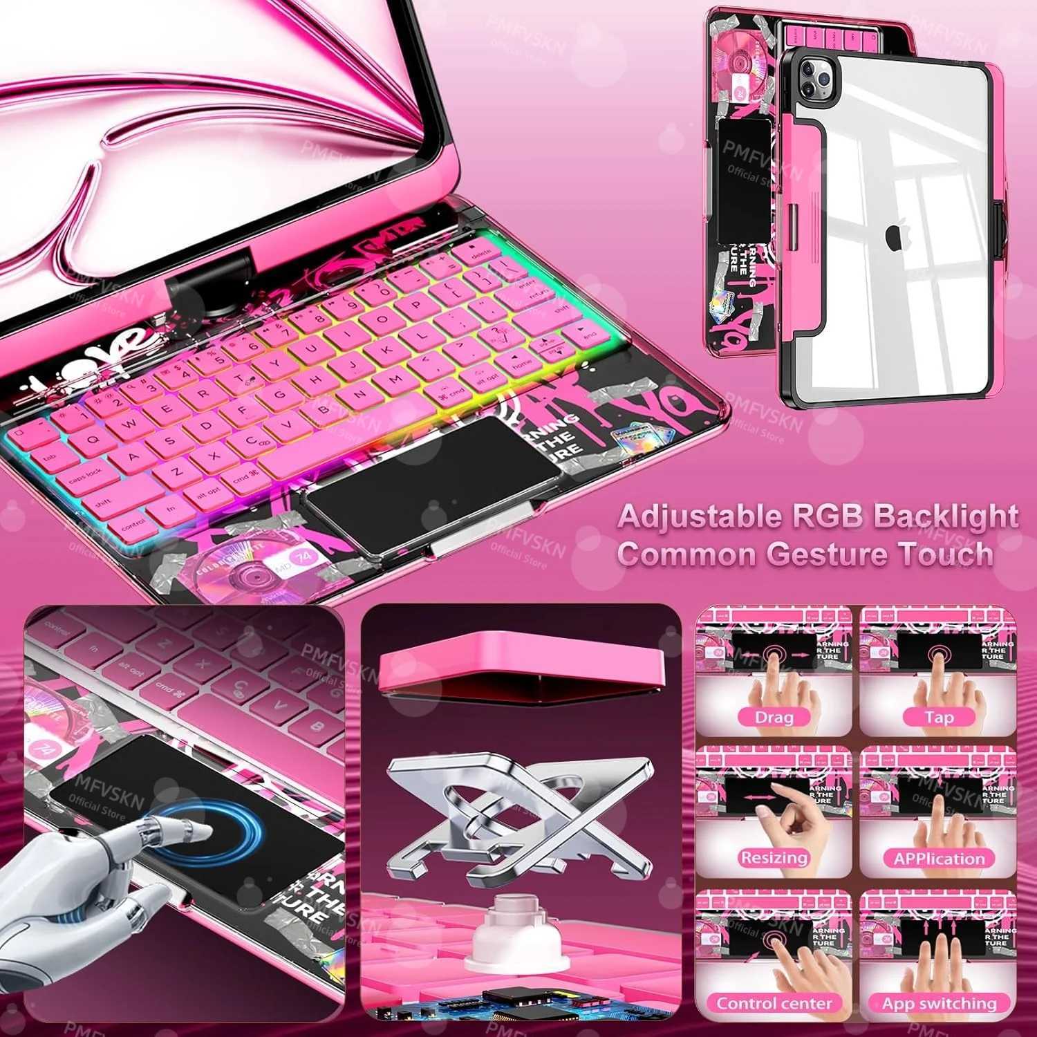 Magic Keyboard Case 360 For iPad Pro 11 12.9 2018-2022 Pro 13 2024 Cover Folio For iPad Air 5th 4th 6th 7th 10.9 10th 11th Gen X250614