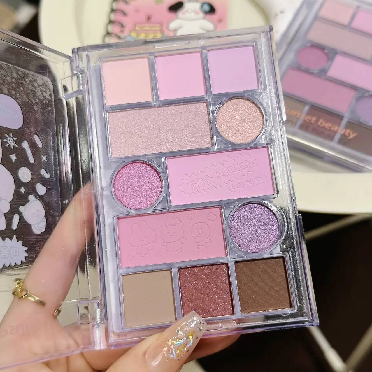 Taro Purple Eyeshadow Palette Peach Blusher Pearlescent Matte Makeup High Gloss Expanding Shadow Korean Cute Rabbit Cosmetics