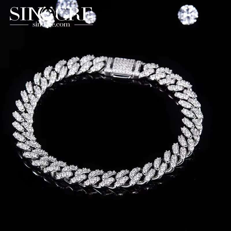Hot Sale Cuban Link Chain 8mm Moissanite Cuban Bracelet Miami Cuban Bracelet Vvs Moissanite