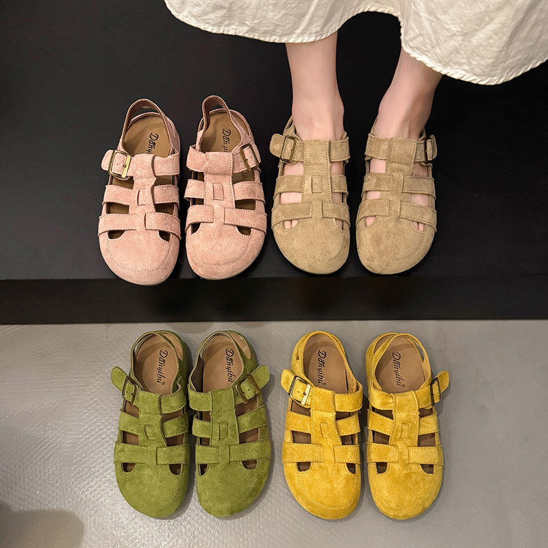Ddmyoutdoor Ddmyoutdoor Forest Style Closed Toe Sandals For Women Summer New Two Way Hollow Out Half Slippers Woven Soft Flat Pig Cage Shoes Outdoor O