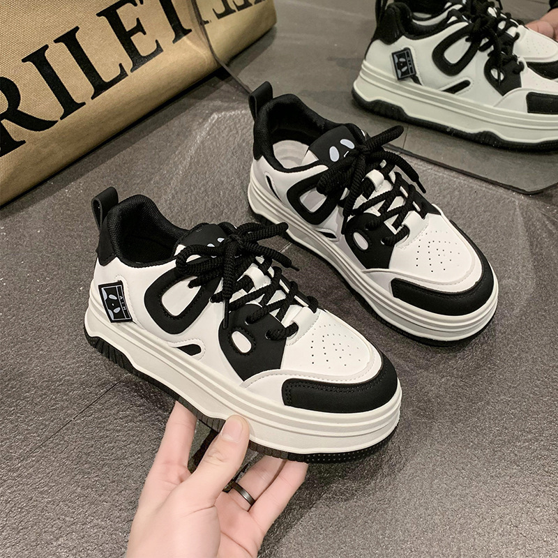Ddmysports Milad Style Sneakers Super Popular Black And White Panda Spring New Niche Versatile Thick Soled Board Shoes For Women Outdoor Shoes