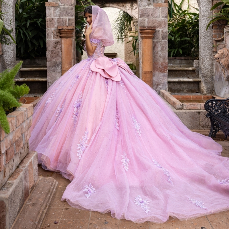 Red Shiny Quinceanera Dresses Ball Gown Off The Shoulder Applique Lace Beads Bow Tull With Cape Sweet 16 Dress Vestidos 15 De Anos