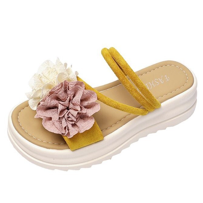 Ddmyoutdoor Summer New Fashion Fresh Floral Thick Soled Slip On Casual Sandals For Women Outdoor Shoes