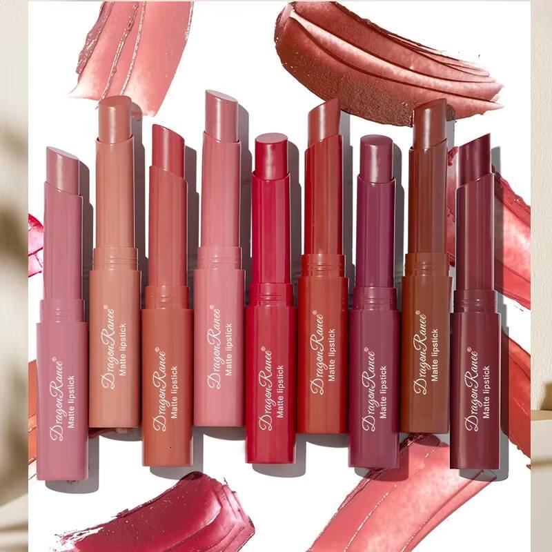 1/3PcsMatte Lipstick Nude Pink Matte Solid Gloss Long Lasting Velve Tinted Balm Waterproof Set Colouring Lip Tint Stick happy