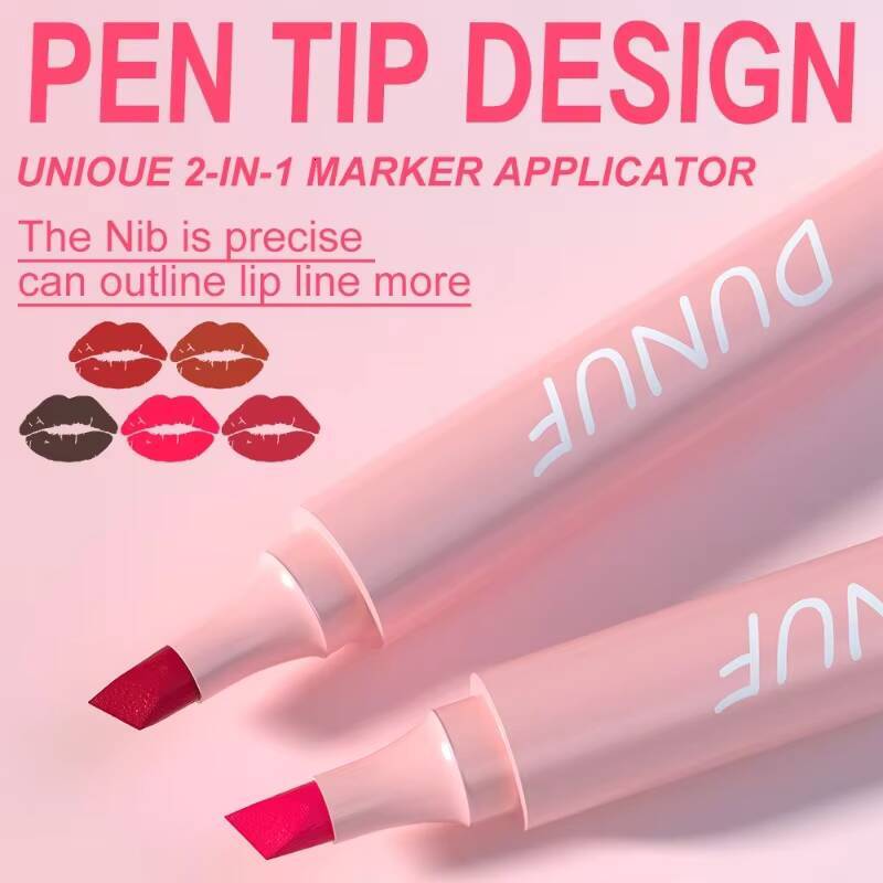 5 Color Long Lasting Liner Lipstick Waterproof Velvet Matte Lipsticks Sexy Red Contour Pencil 2in1 Lip Marker Pen happy