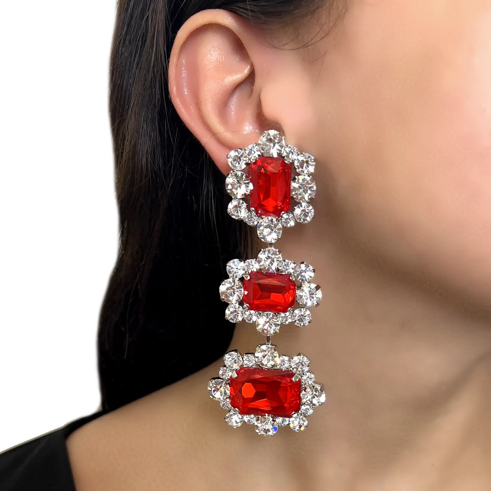 Stonefans Red Exaggerated Set Costume Necklace Earring for Women Engagement African Wedding Jewelry Sets for Bride Accessories 250530