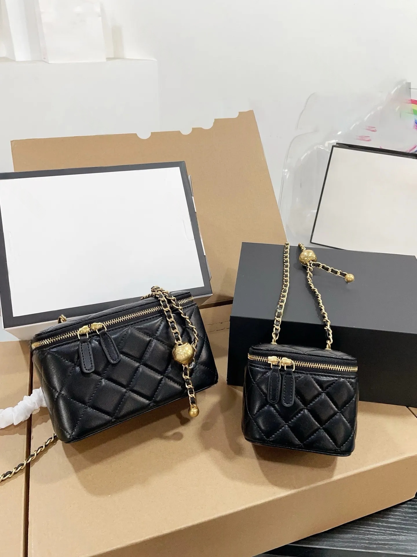 Designer Makeup Box Women Leather Luxury Handbag Shoulder bag Cosmetic Purse Toiletry Pouch Storage Cosmetic Nice Vanity Case Chain Crossbody Box Bags