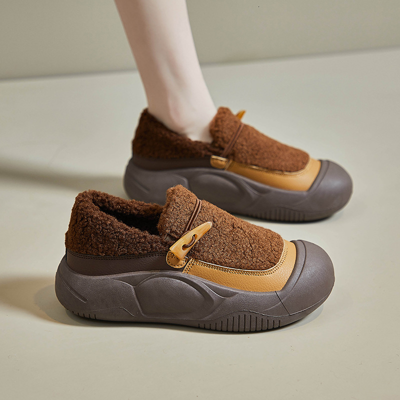 Ddmysports Lamb Wool Furry For Women Winter Outdoor New Platform Thick Sole Casual Sports Bread Warm Cotton Shoes Outdoor Shoes