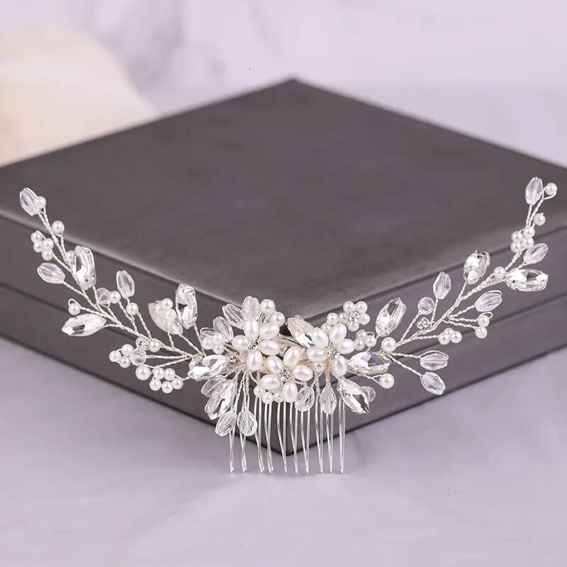 Crystal Rhinestone Flower Pearl Comb Headband Tiara Hairpin Party Wedding Bridal Hair Accessories Jewelry