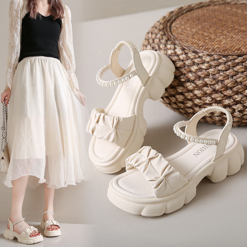 Ddmyoutdoor Women S Summer New Versatile Thick Soled For Outdoor Wear With Skirts Soft Sole Elastic Fashion Sandals Outdoor Shoes