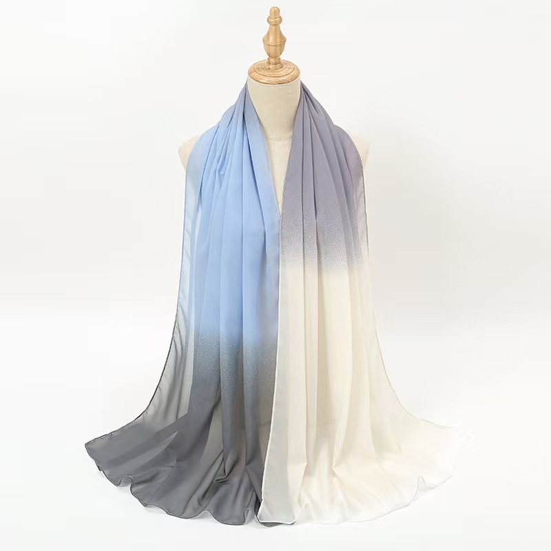 T969 new pure color all-match dance gradient chiffon silk scarf summer thin decoration travel sunscreen shawl scarf