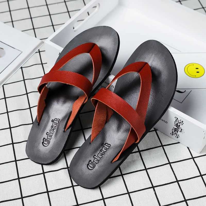 Comfortable Breathable Leather Flip Flops for Women and Men Summer Sandals Z250614